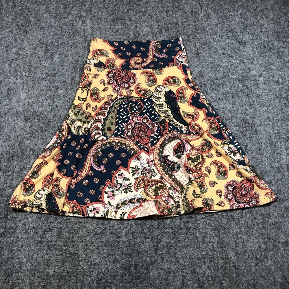 Popana Skirt Womens M Multicolor Paisley A Line Knee Length Boho Jersey Stretch
